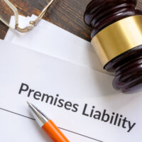 Gavel and documents about premises liability.